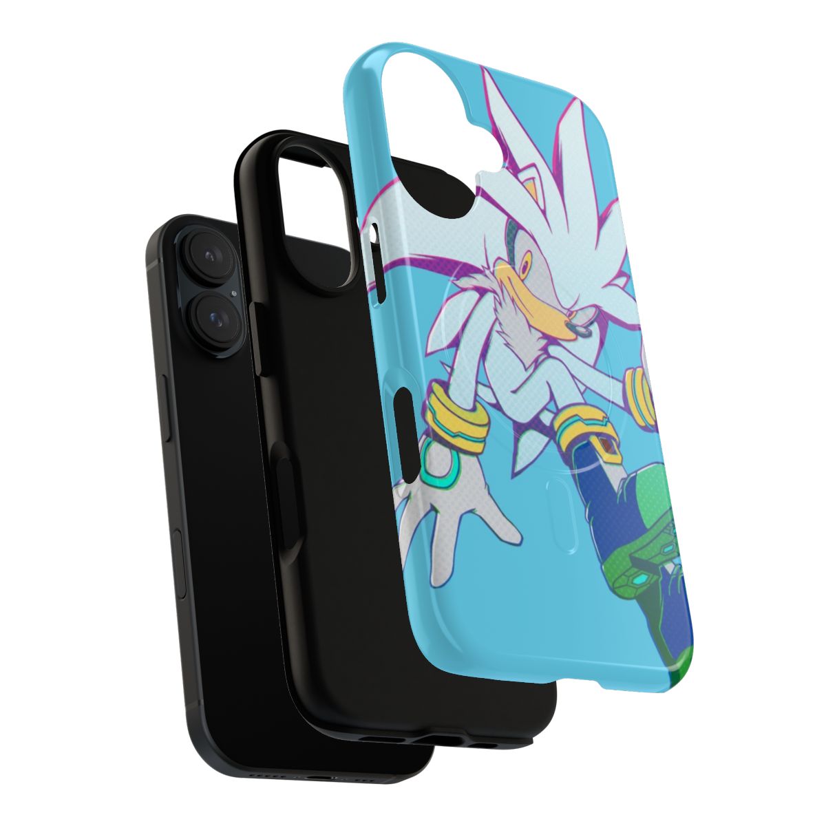 Silver phone case with Sonic the Hedgehog design - Layers