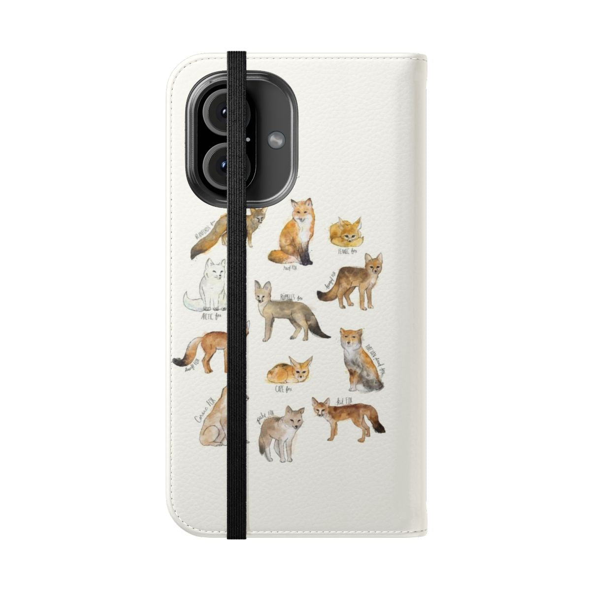 Vibrant fox design on a flip cover phone case - Folded Front