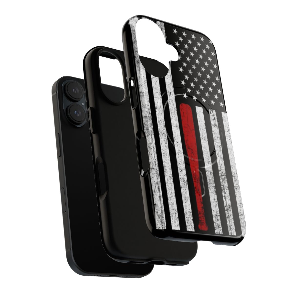 Patriotic USA flag baseball bat design on a tough magnetic phone case - Layers