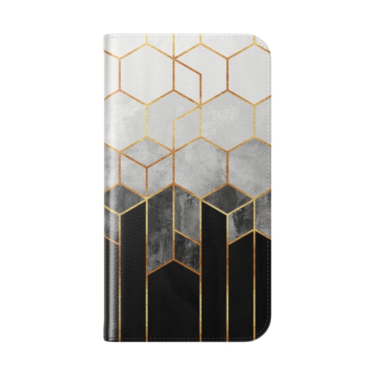 Charcoal gray hexagon graphic phone case design - Folded Back