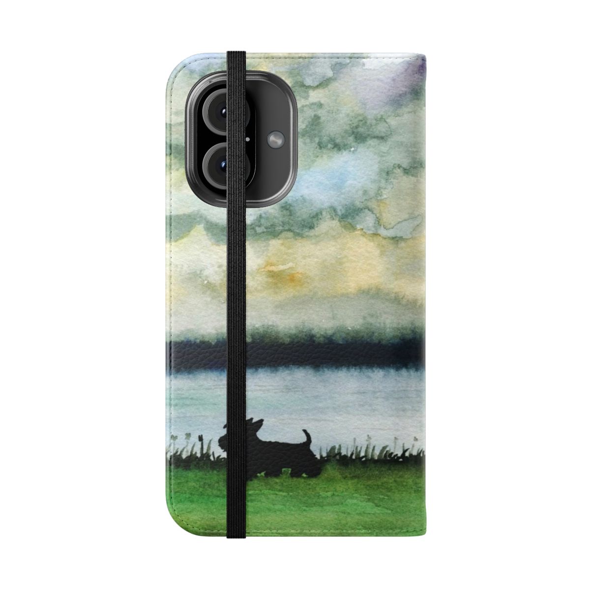 Scottie dog phone case with a cute, artistic design - Folded Front