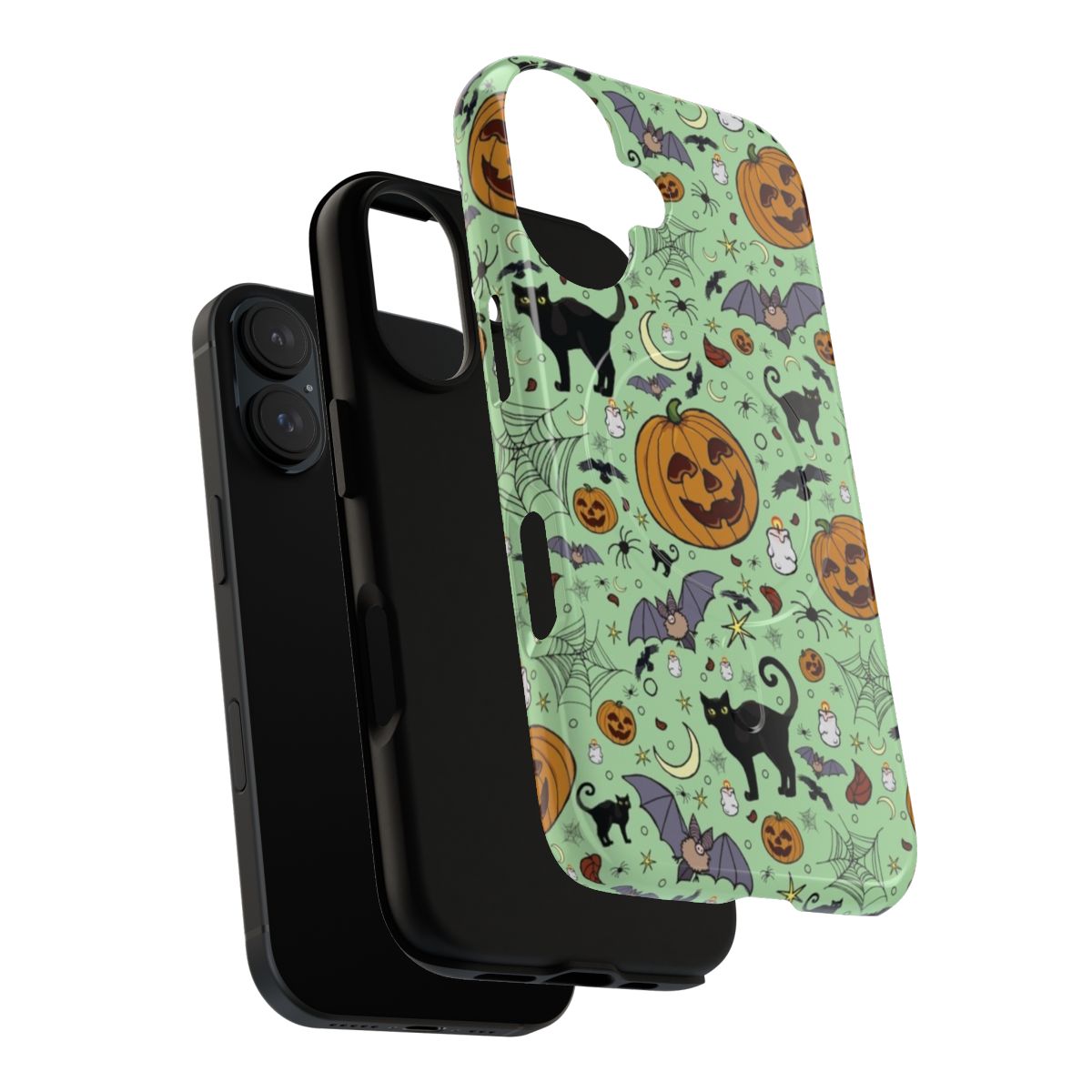 Creepy cute Halloween-themed phone case with a magnetic closure for enhanced protection. - Layers