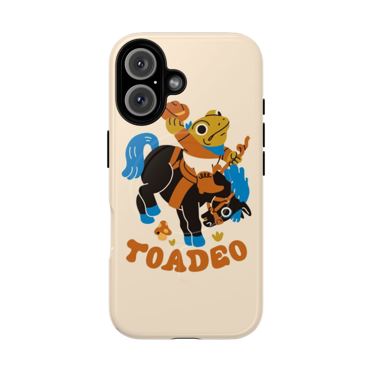 Magnetic tough phone case featuring a toad rodeo western-inspired design