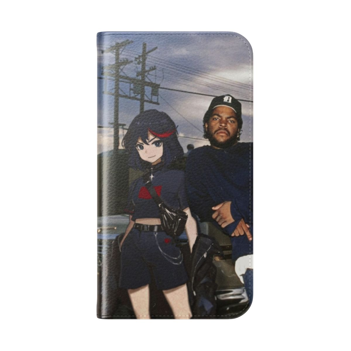 Flip cover phone case featuring the character Ryuko Matoi from the anime "Kill la Kill" - Folded Back