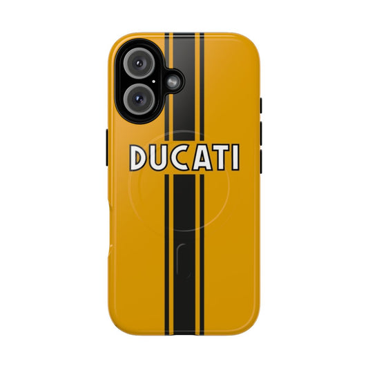 Retro Ducati-inspired magnetic tough phone case with graphic design