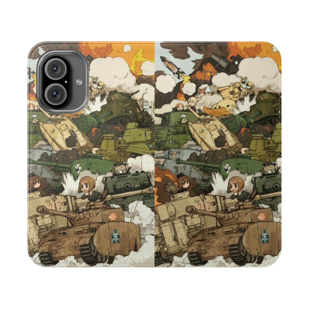 Vibrant Girls und Panzer anime-inspired phone case with Ooarai school logo and Pravda Girls School design