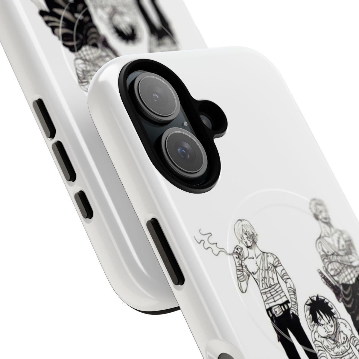 Customizable phone case featuring Luffy, Zoro, and Sanji from the popular anime and manga series One Piece. - Detail