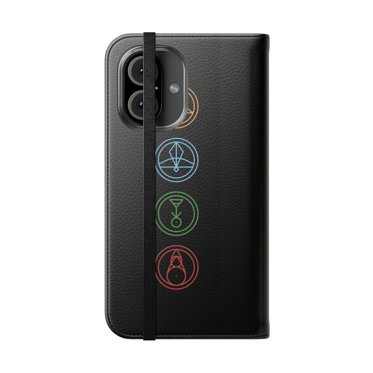 Flip cover phone case with symbols and glyphs from the popular TV series The Owl House - Folded Front