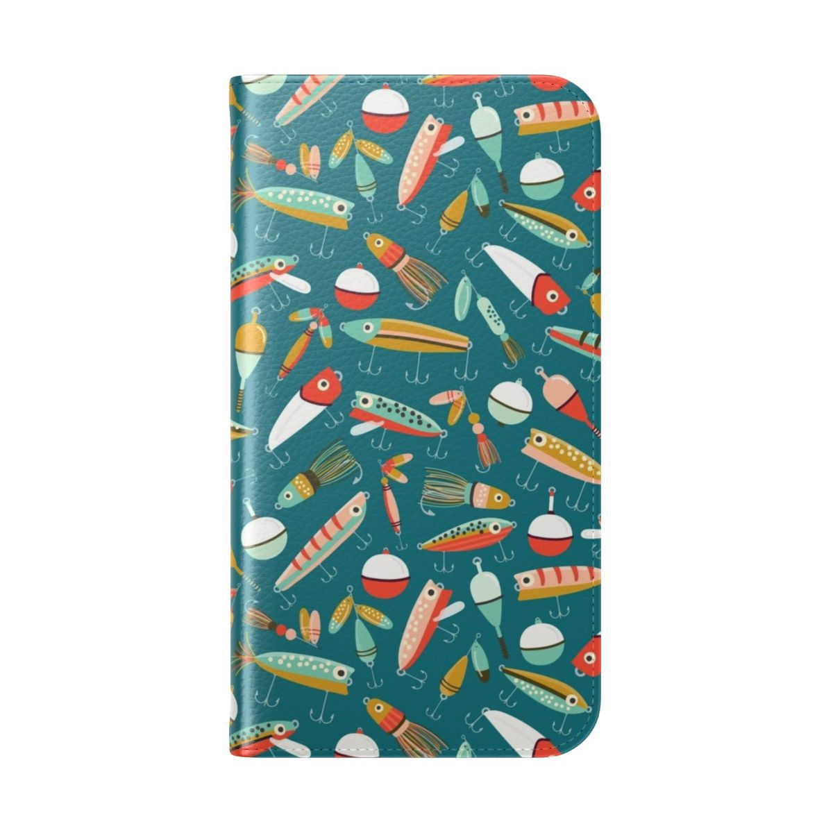 Blue fishing lures phone case with a vector design - Folded Back