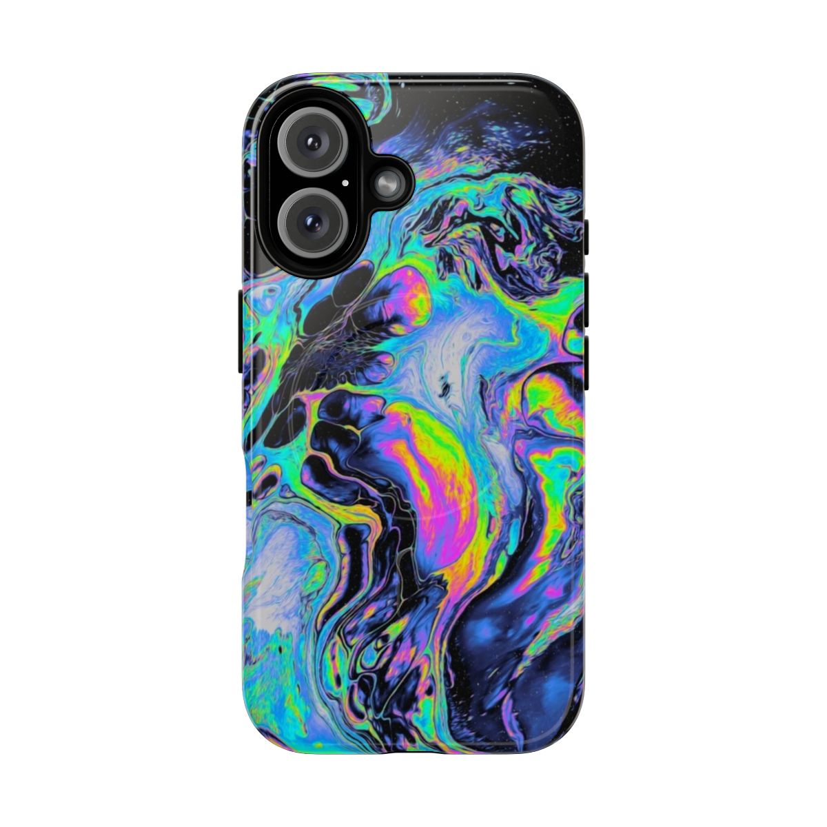 Vibrant abstract art design phone case with fluid, marble, and psychedelic elements