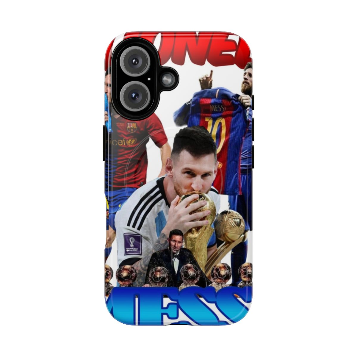 Lionel Messi inspired magnetic tough phone case featuring the soccer legend