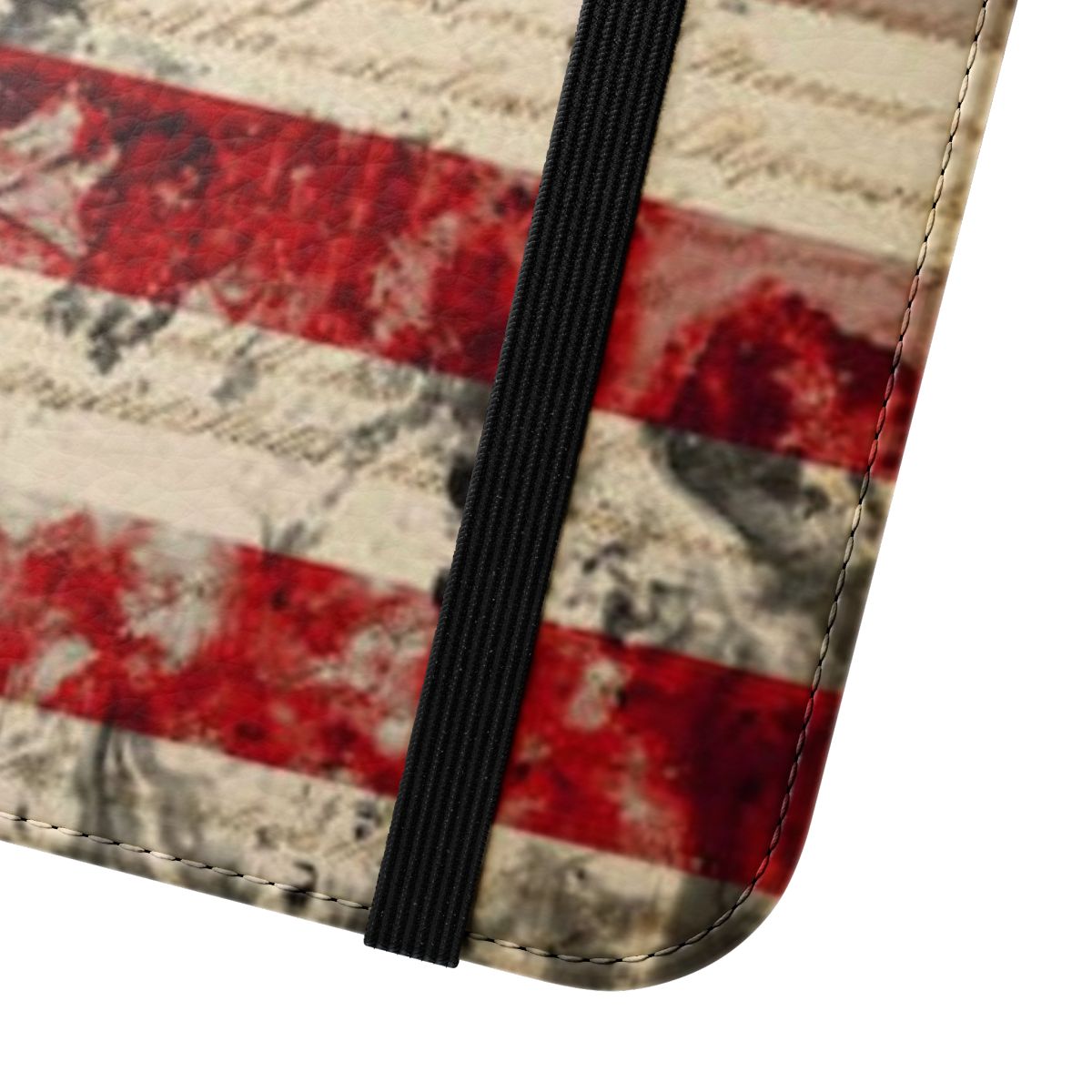 Betsy Ross flag and US Constitution themed flip cover phone case - Close Up