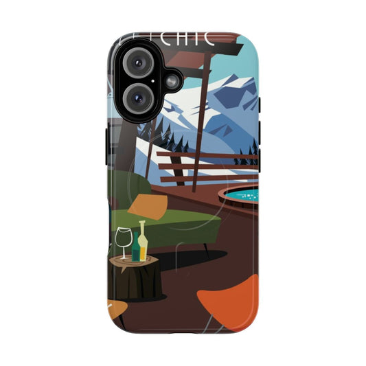 Chalet Chic Magnetic Tough Phone Case featuring a cozy mountain scene