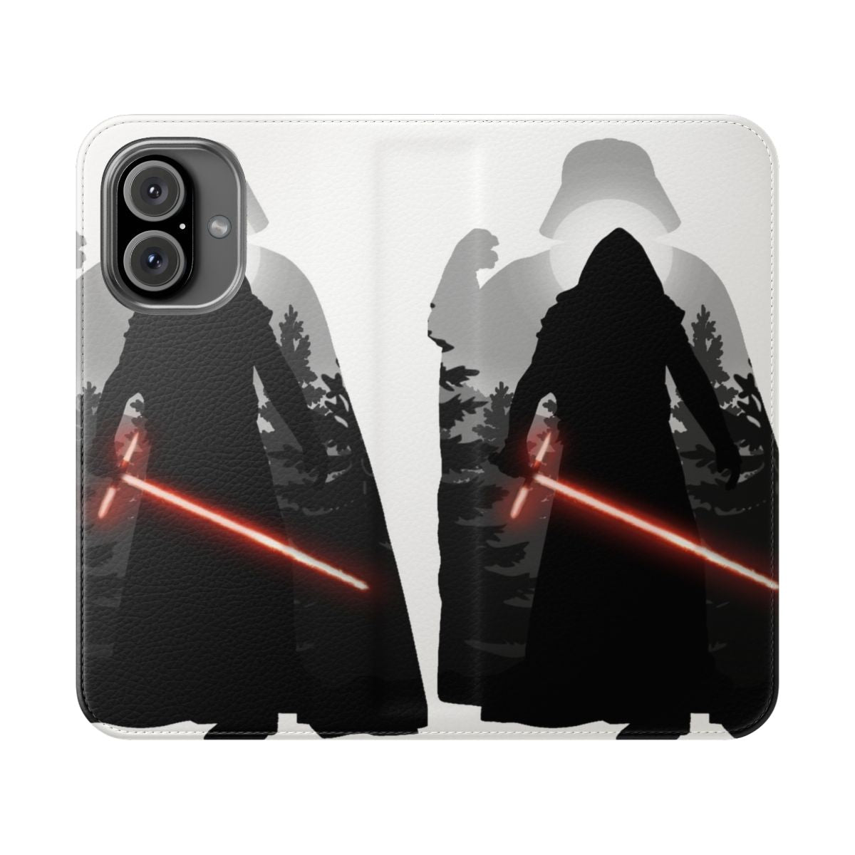 Dark side-themed flip cover phone case with Sith and Darth Vader imagery