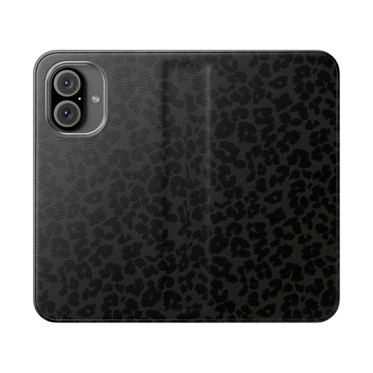 Black leopard print phone case cover