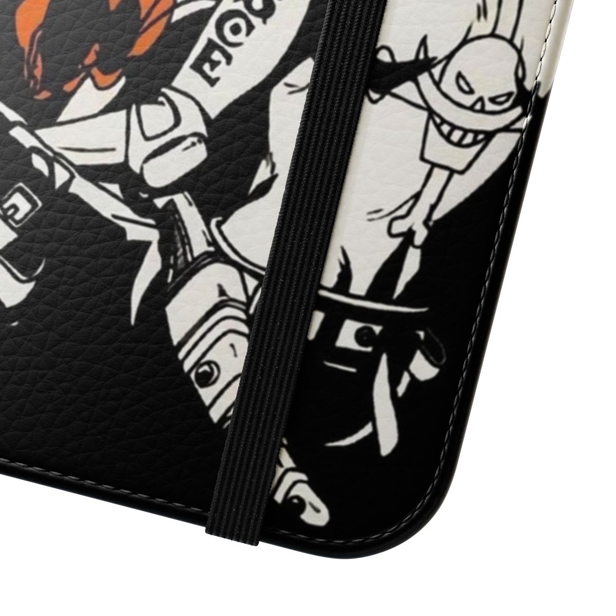 Anime-themed flip cover phone case featuring the character Portgas D. Ace from the popular series One Piece. - Close Up