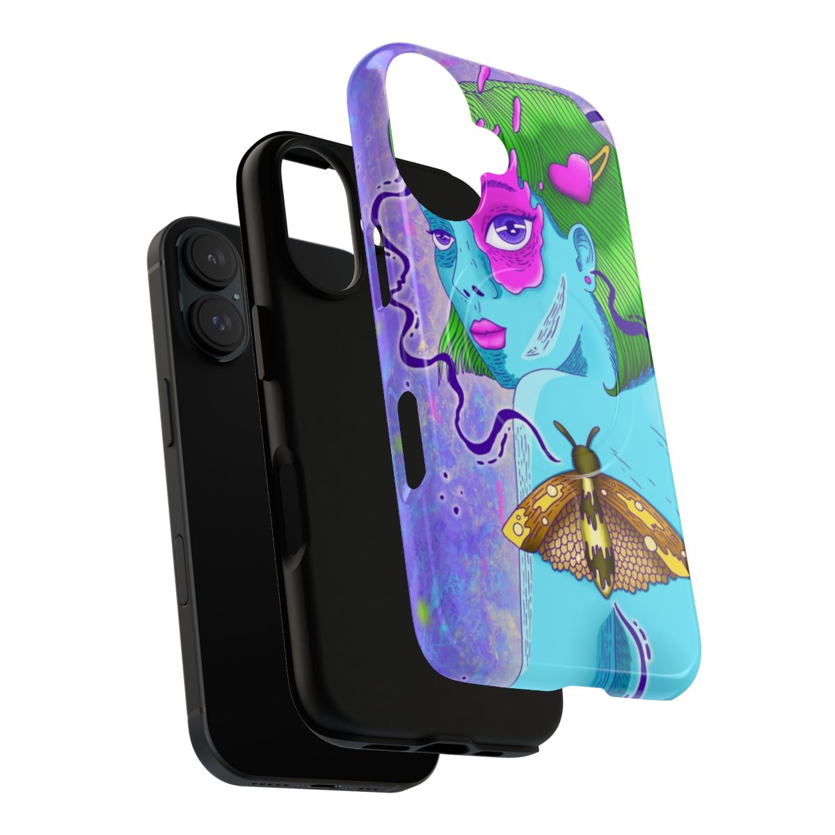 Trippy magnetic phone case featuring butterfly and girl designs - Layers