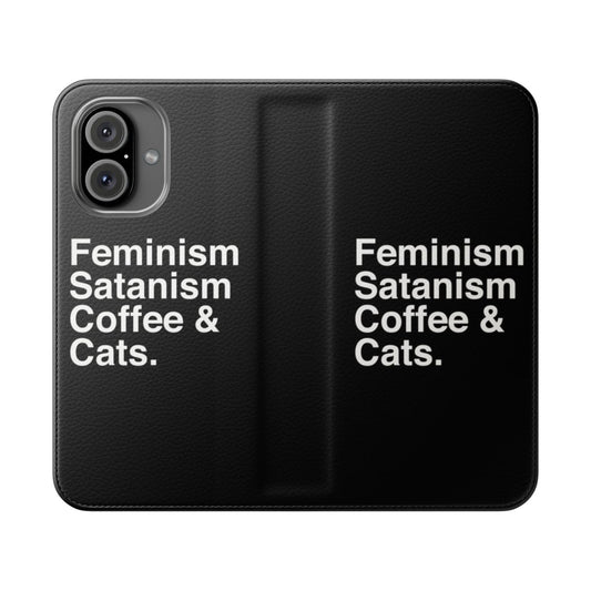 Feminism, Satanism, Coffee & Cats Flip Cover Phone Case