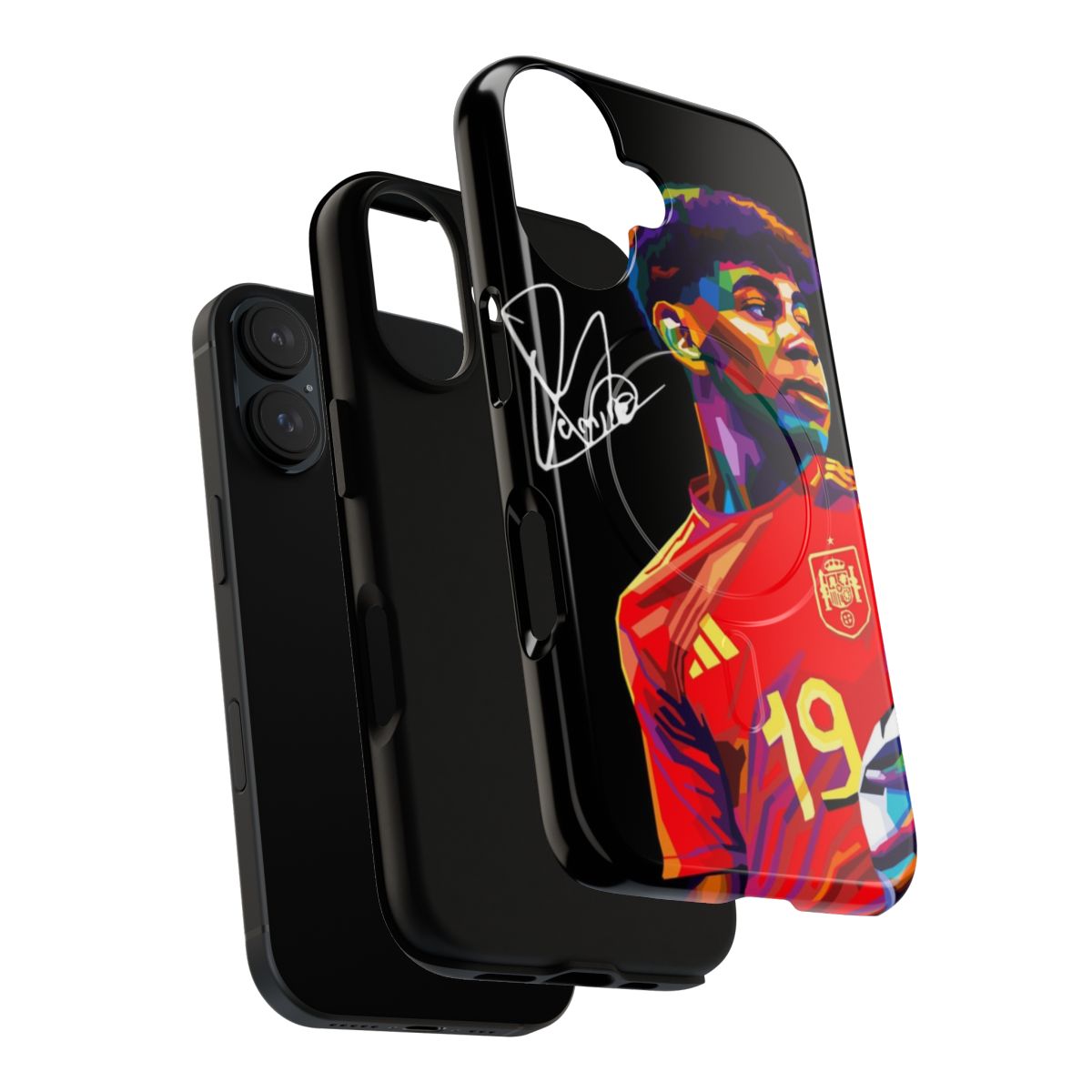 Lamine Yamal inspired WPAP art design on a magnetic tough phone case - Layers