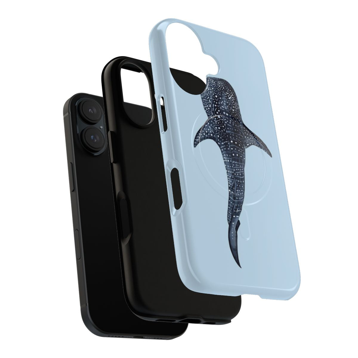 Magnetic tough phone case with a high-quality printed whale shark design. - Layers