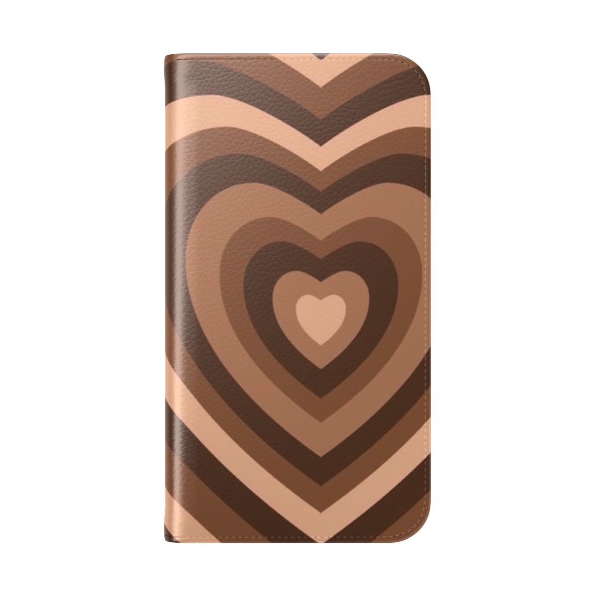 Brown heart-shaped phone case with a contemporary indie aesthetic design - Folded Back