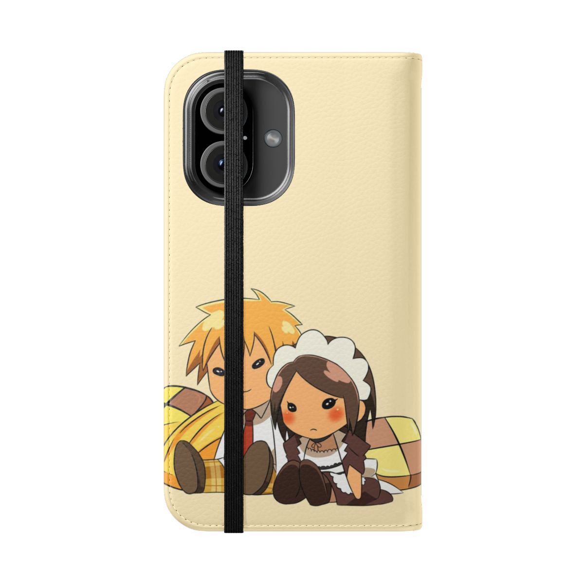 Flip phone case featuring cute chibi characters from the anime and manga series Kaichou wa Maid-sama! - Folded Front