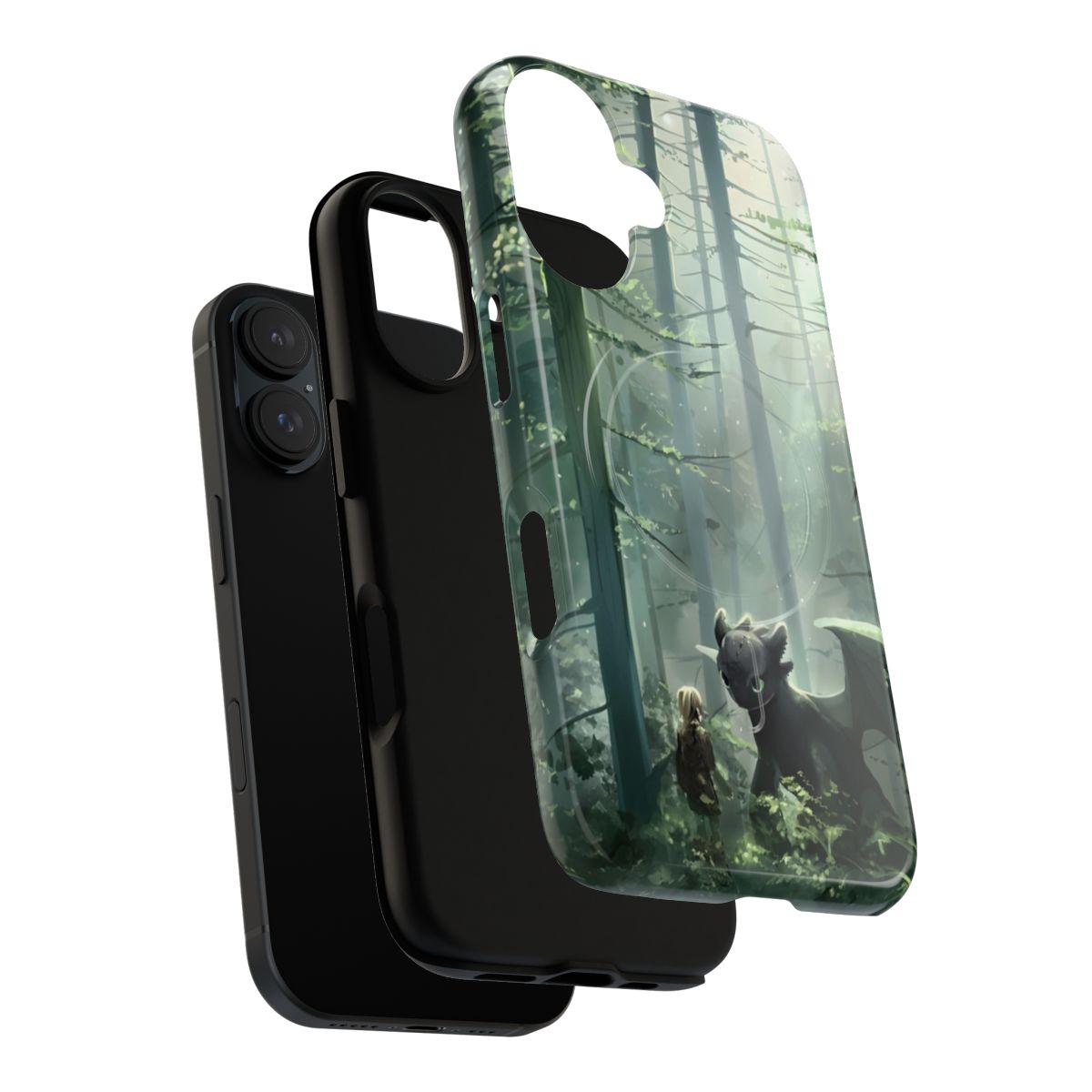 Magnetic tough phone case featuring artwork of Toothless the Night Fury from How to Train Your Dragon. - Layers