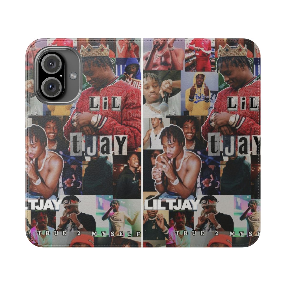 Lil Tjay inspired collage design on a flip cover phone case