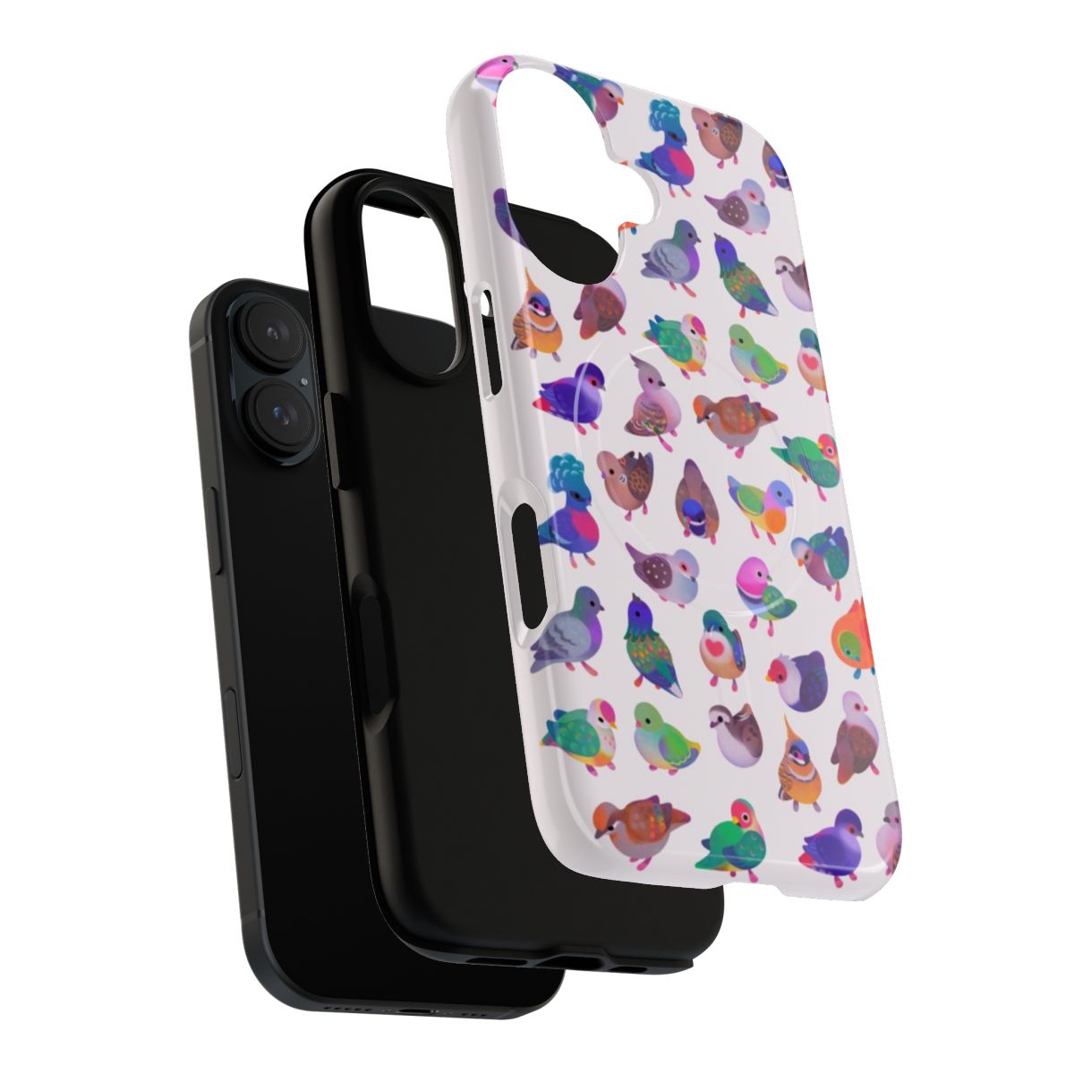 Colorful and vibrant phone case featuring a tropical bird, such as a pigeon or dove, in a nature-inspired setting. - Layers