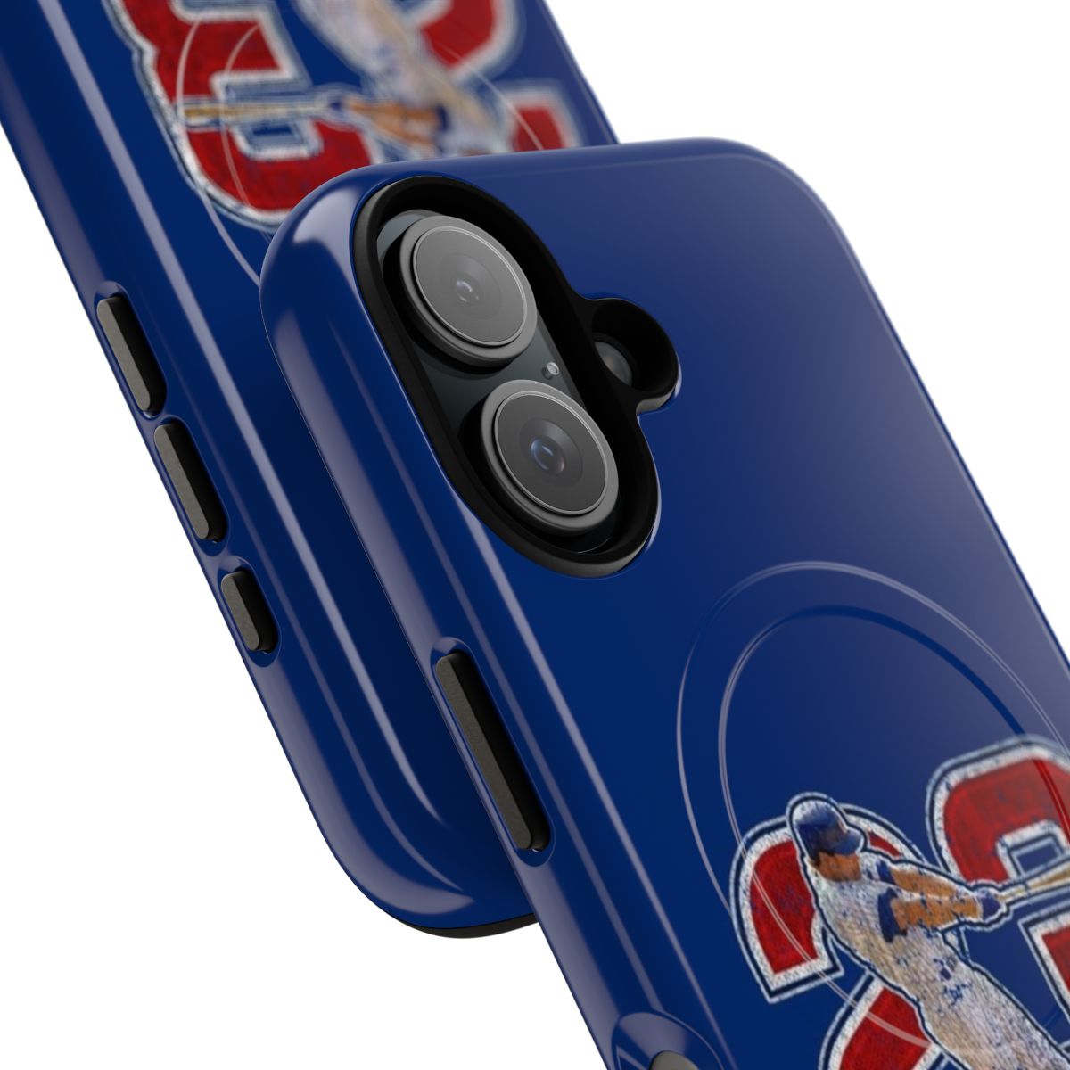 Vintage-style magnetic tough phone case featuring the number 23 and a baseball player design - Detail