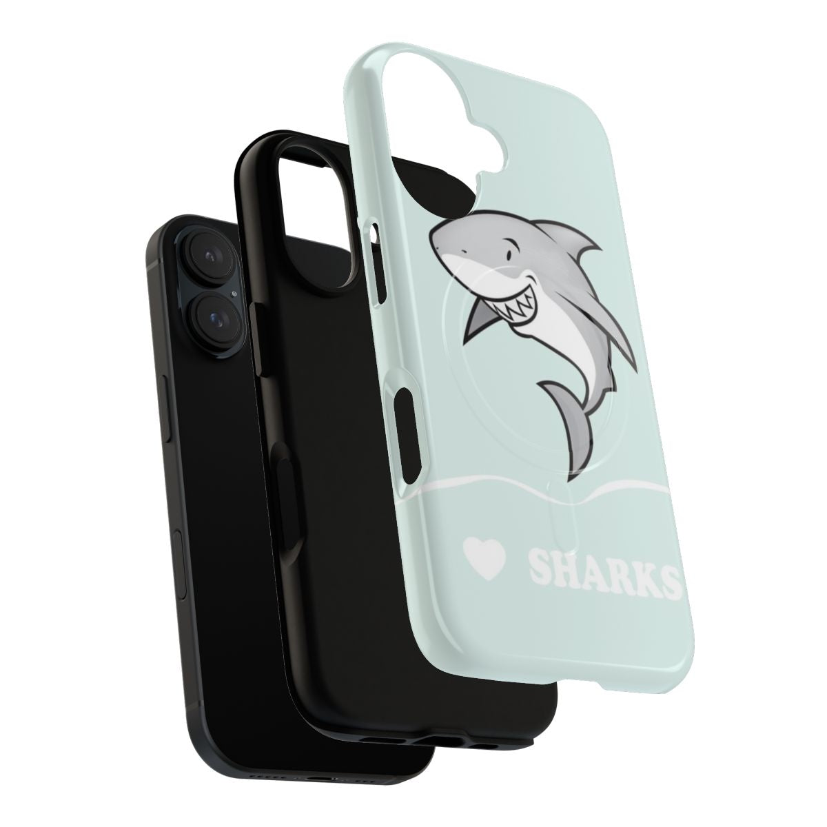 Magnetic phone case with a cute cartoon shark design - Layers