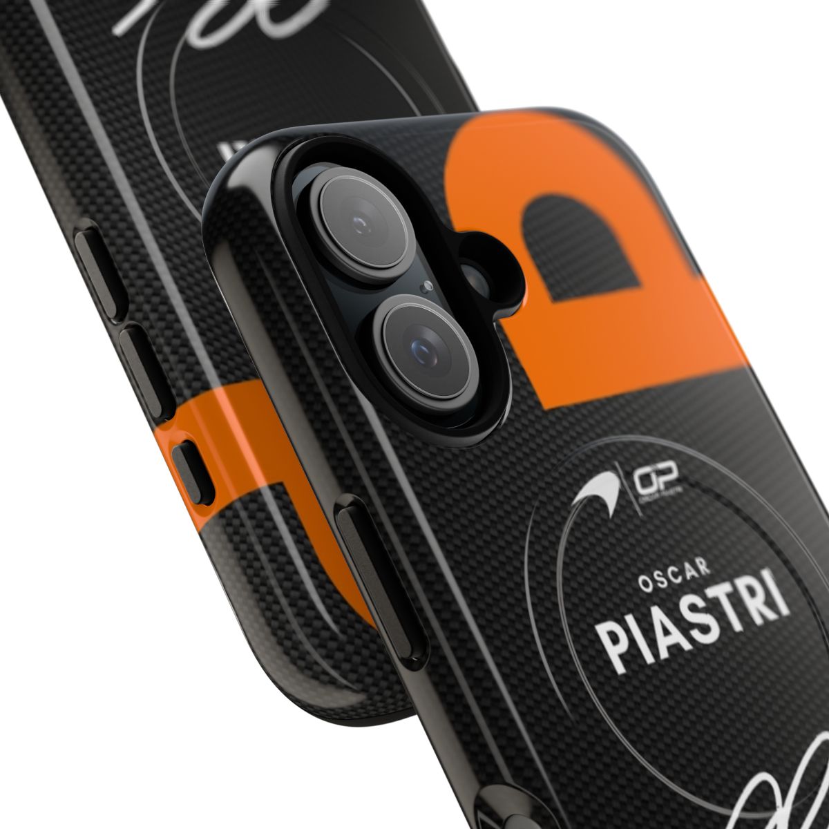 Oscar Piastri Mclaren-inspired phone case with Formula 1 branding - Detail