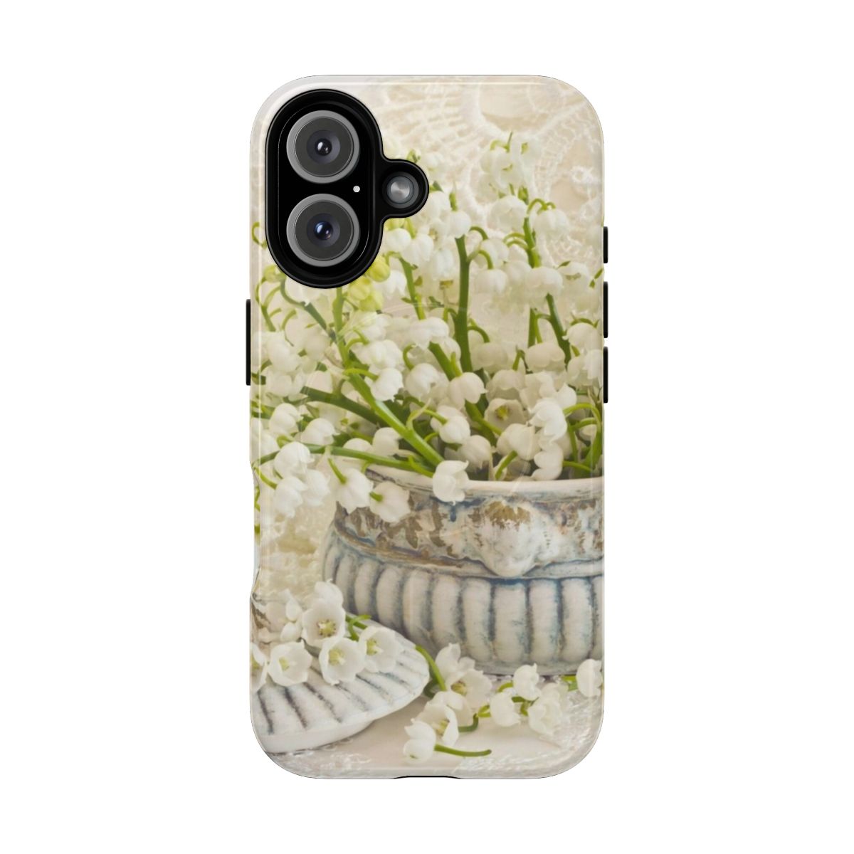 Artistic phone case featuring a beautiful lily of the valley still life design