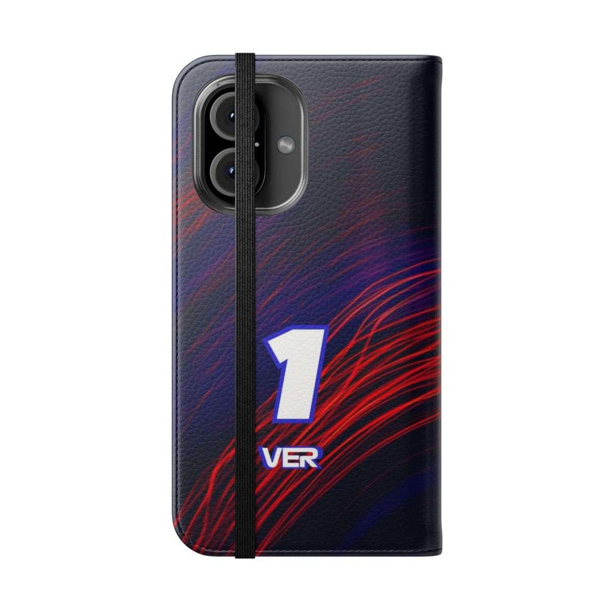 Red Bull Racing-inspired flip cover phone case featuring Max Verstappen's car number - Folded Front