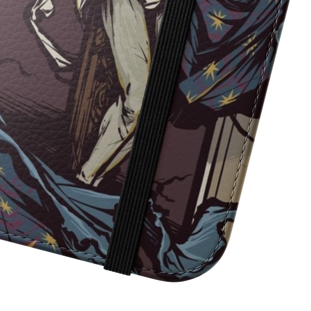 Flip cover phone case featuring a striking illustration of the Tearing of the Temple Veil, a powerful Christian symbol. - Close Up