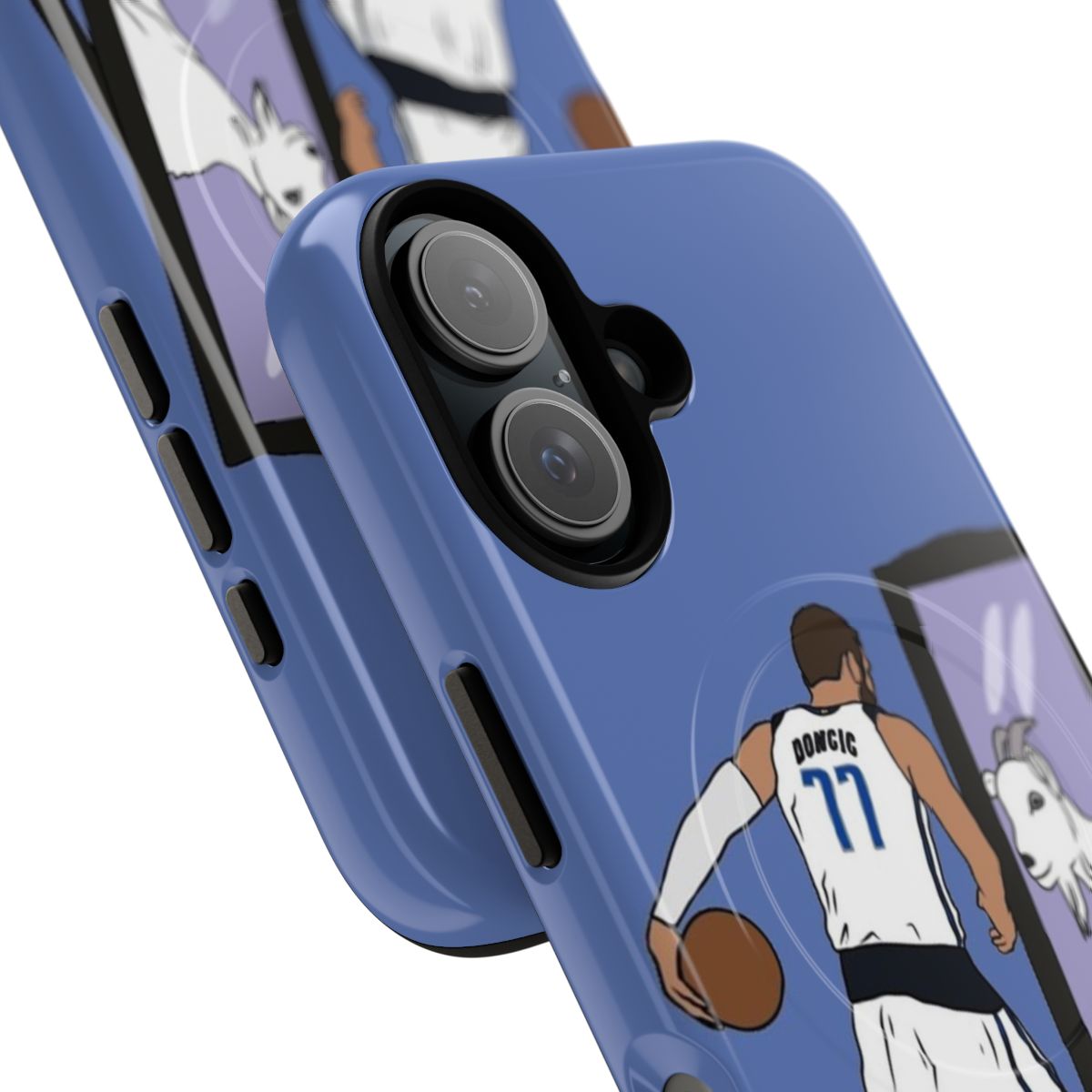 Magnetic tough phone case featuring a mirror design inspired by Luka Doncic, the basketball superstar. - Detail