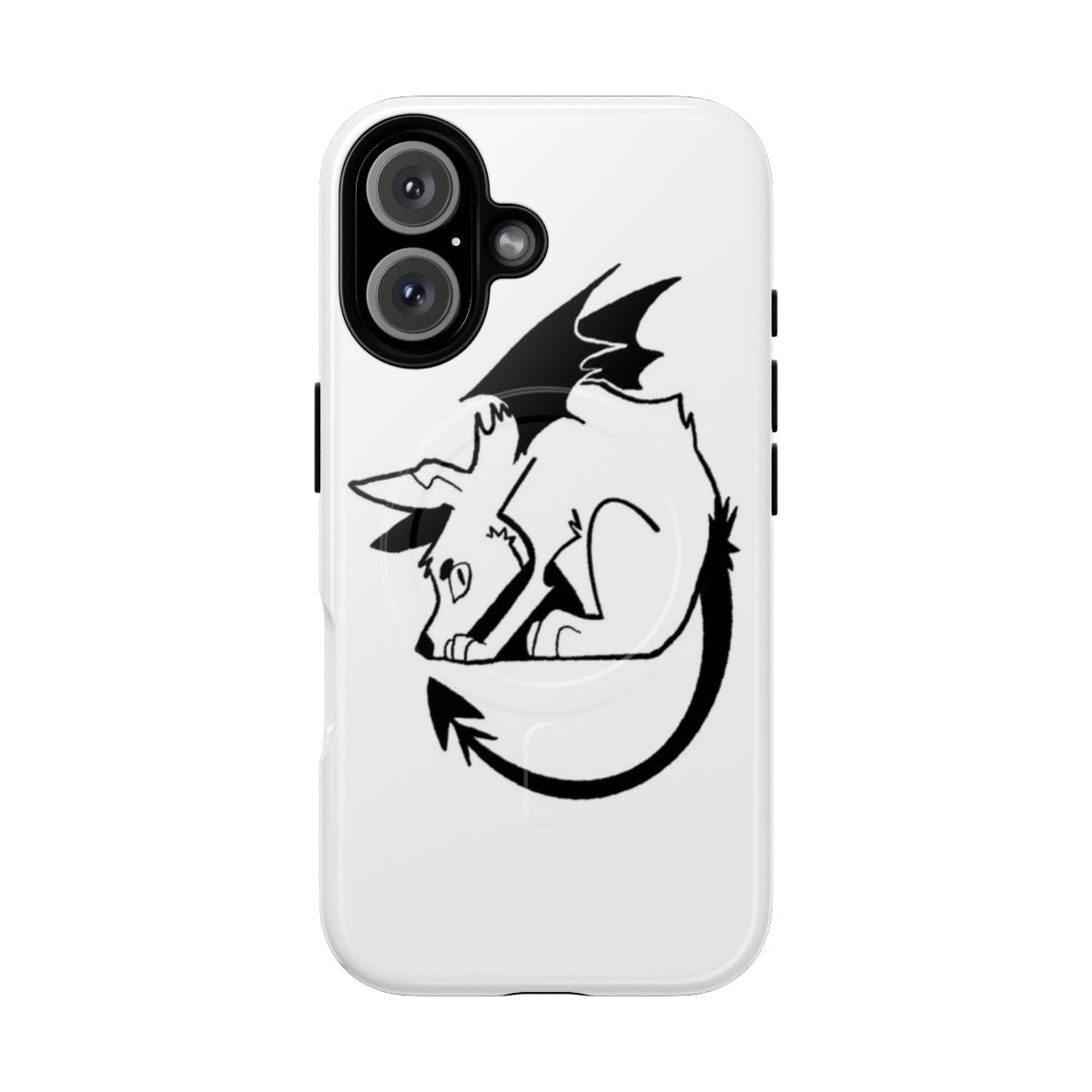 A dark and edgy magnetic tough phone case featuring a spooky devil dog design.