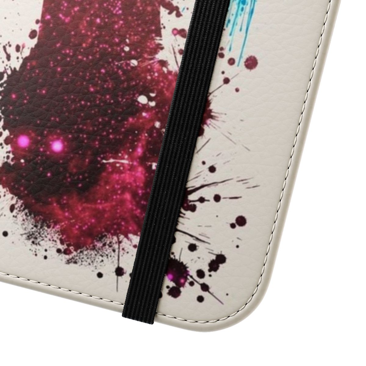 A stylish flip cover phone case featuring a spirits design, inspired by the popular video game Life is Strange. - Close Up