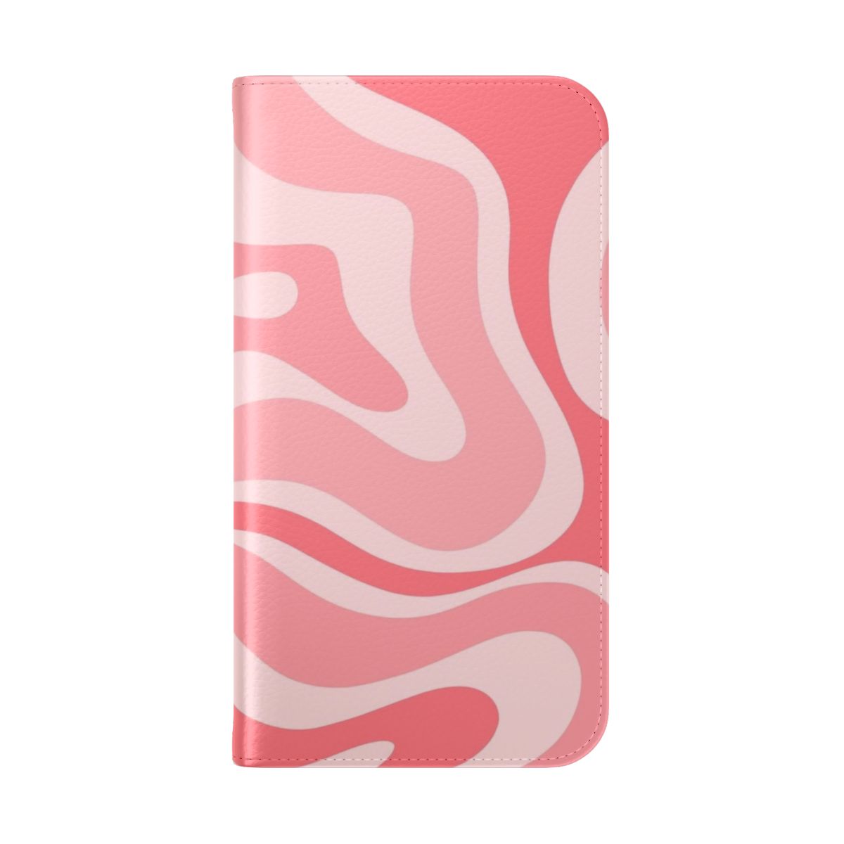 A modern and retro-inspired phone case featuring a pastel pink and blush swirl abstract design. - Folded Back