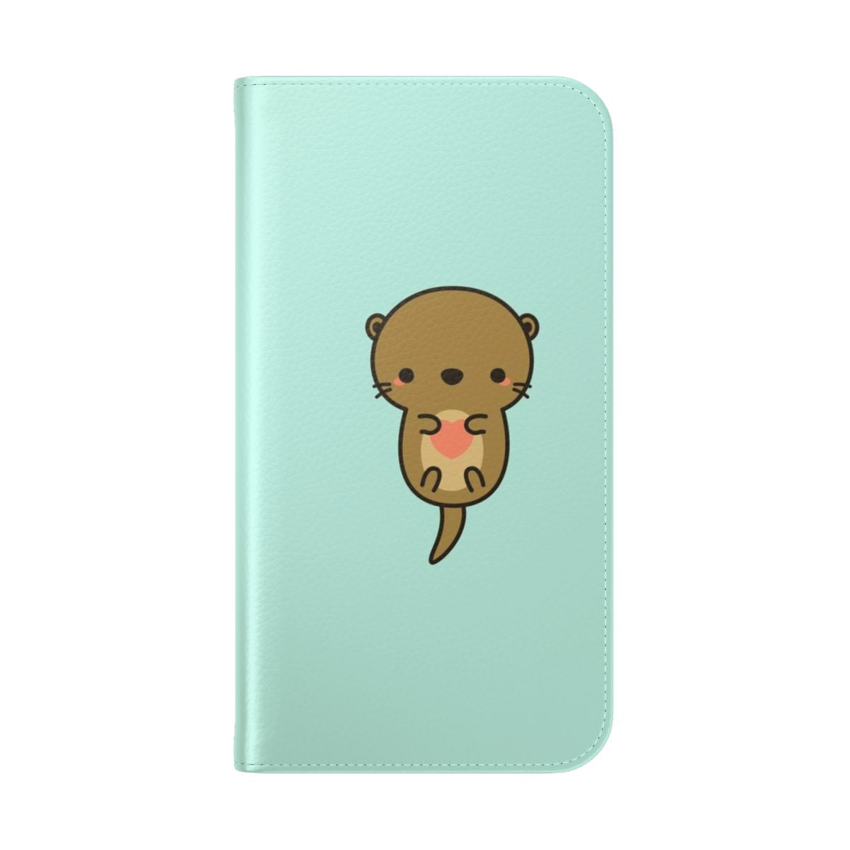 Cute cartoon otter phone case with heart design - Folded Back