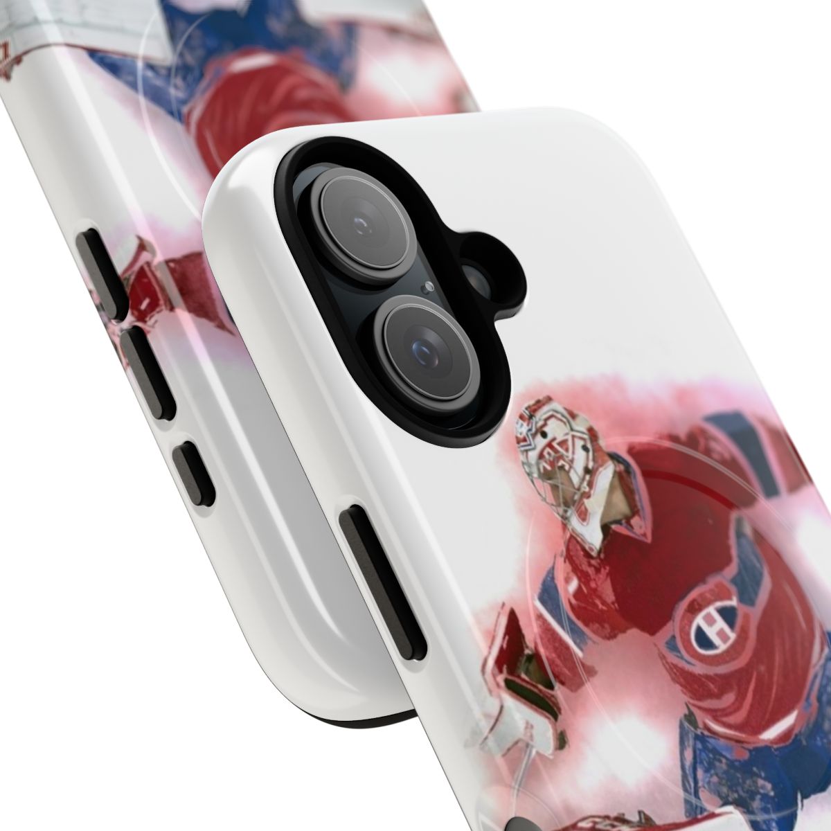 Carey Price inspired magnetic tough phone case with hockey and ice design - Detail