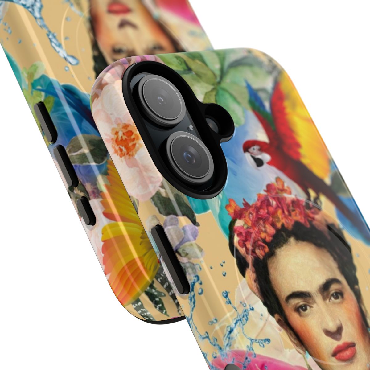 Magnetic tough phone case inspired by the iconic Mexican artist Frida Kahlo, featuring her portrait and symbolizing female empowerment. - Detail