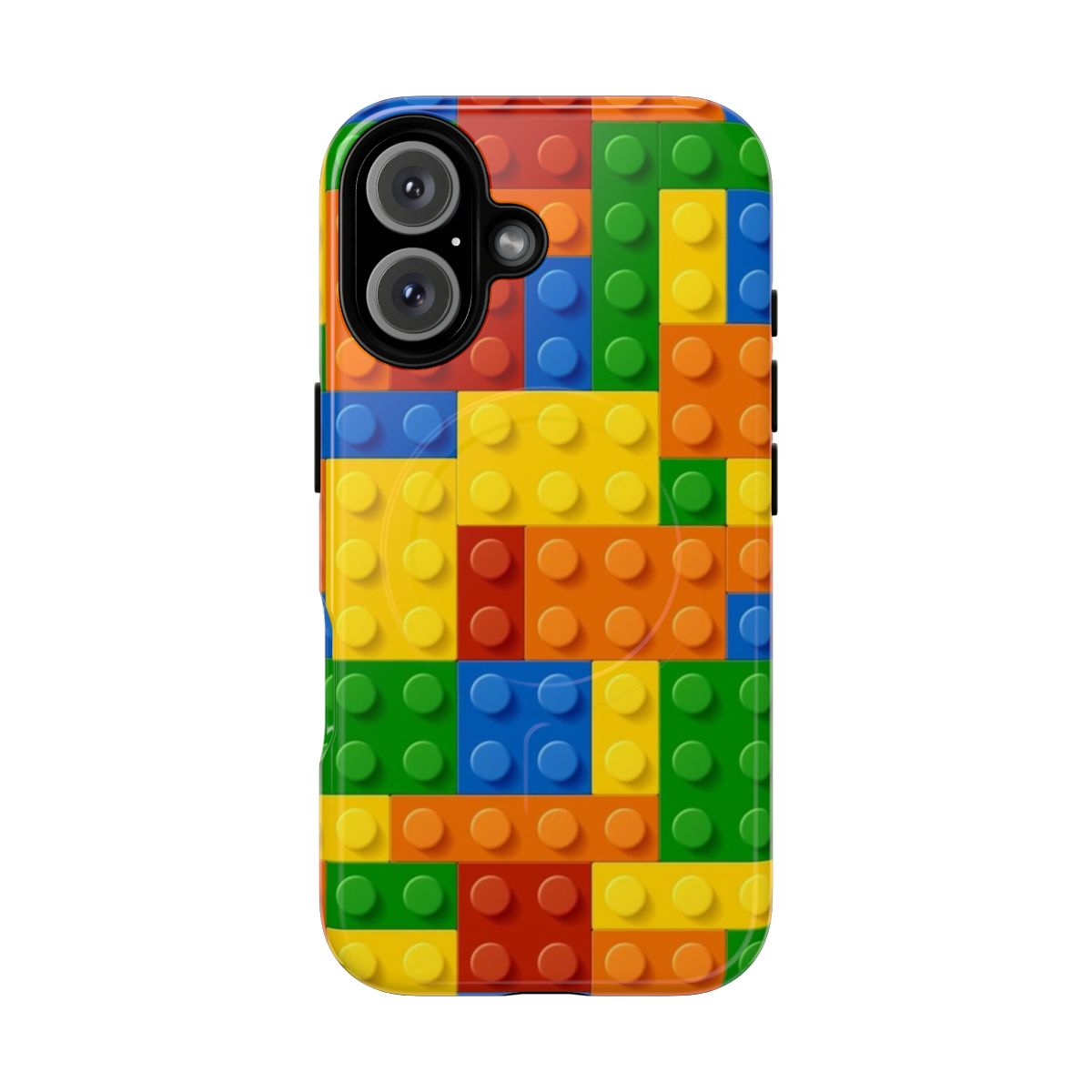 Colorful building blocks construction toy-inspired phone case with magnetic closure