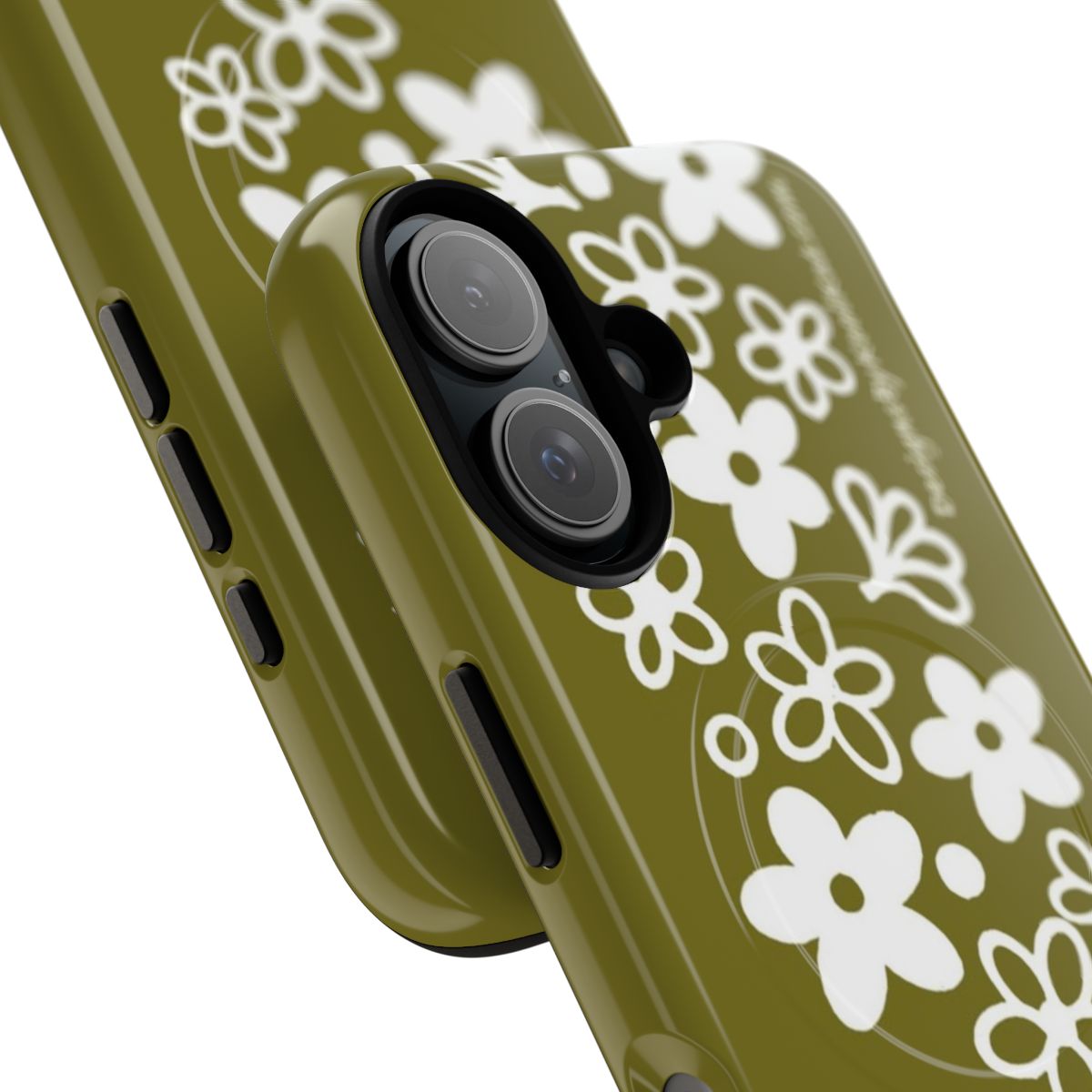 Vintage-inspired Pyrex Spring Blossom design printed on a durable magnetic phone case. - Detail