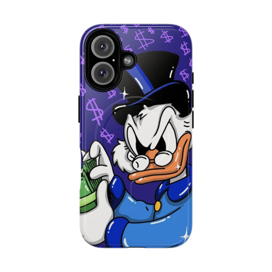 Scrooge McDuck-themed magnetic tough phone case with money design