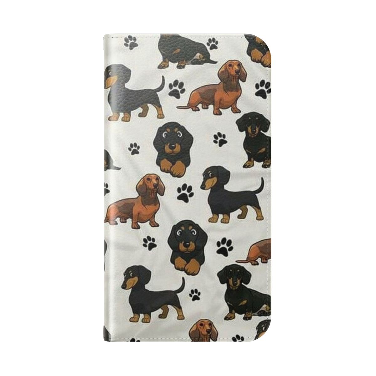 Dachshund dog cartoon design on a flip phone case - Folded Back