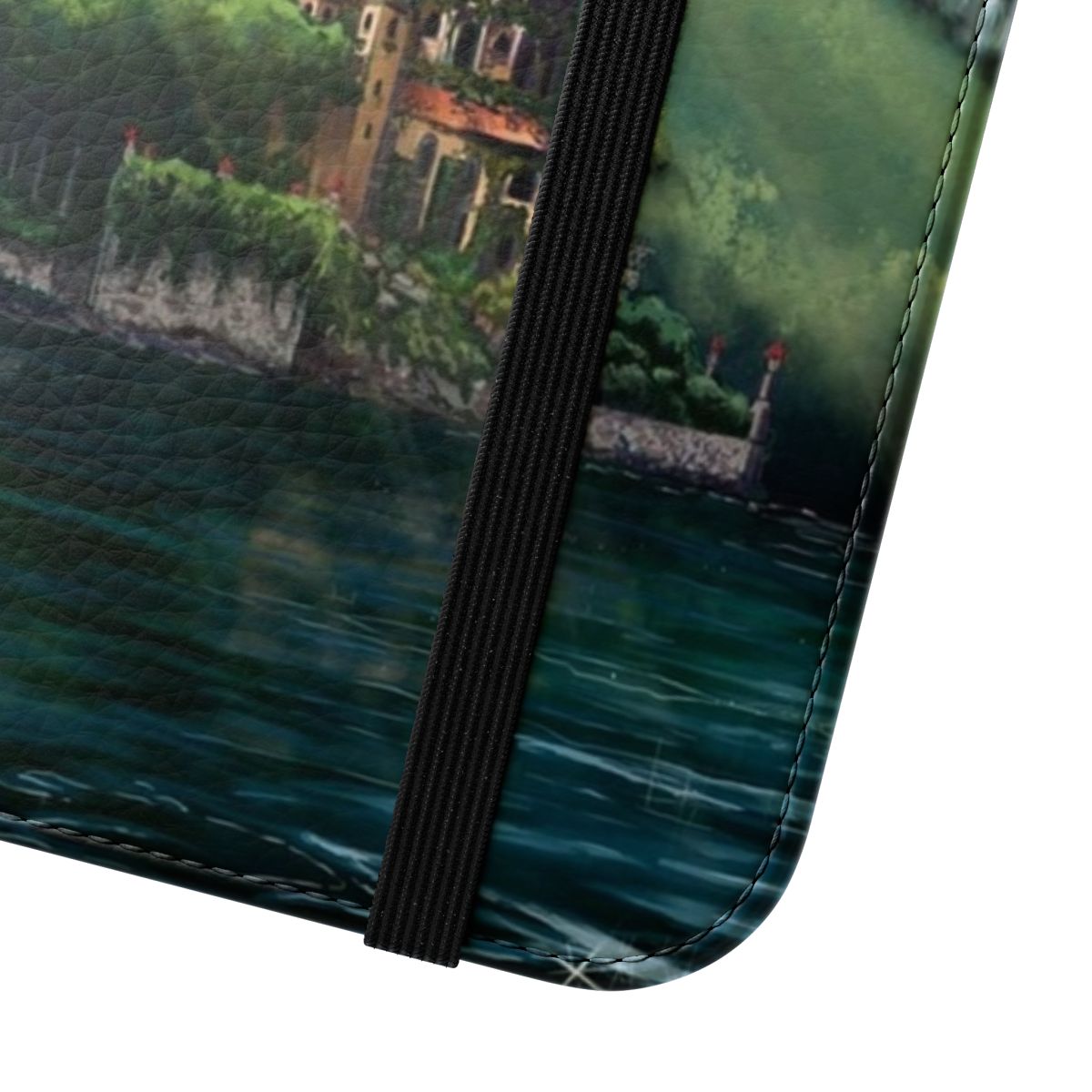 Phone case with image of waterfalls, lake, and villa inspired by Star Wars setting - Close Up