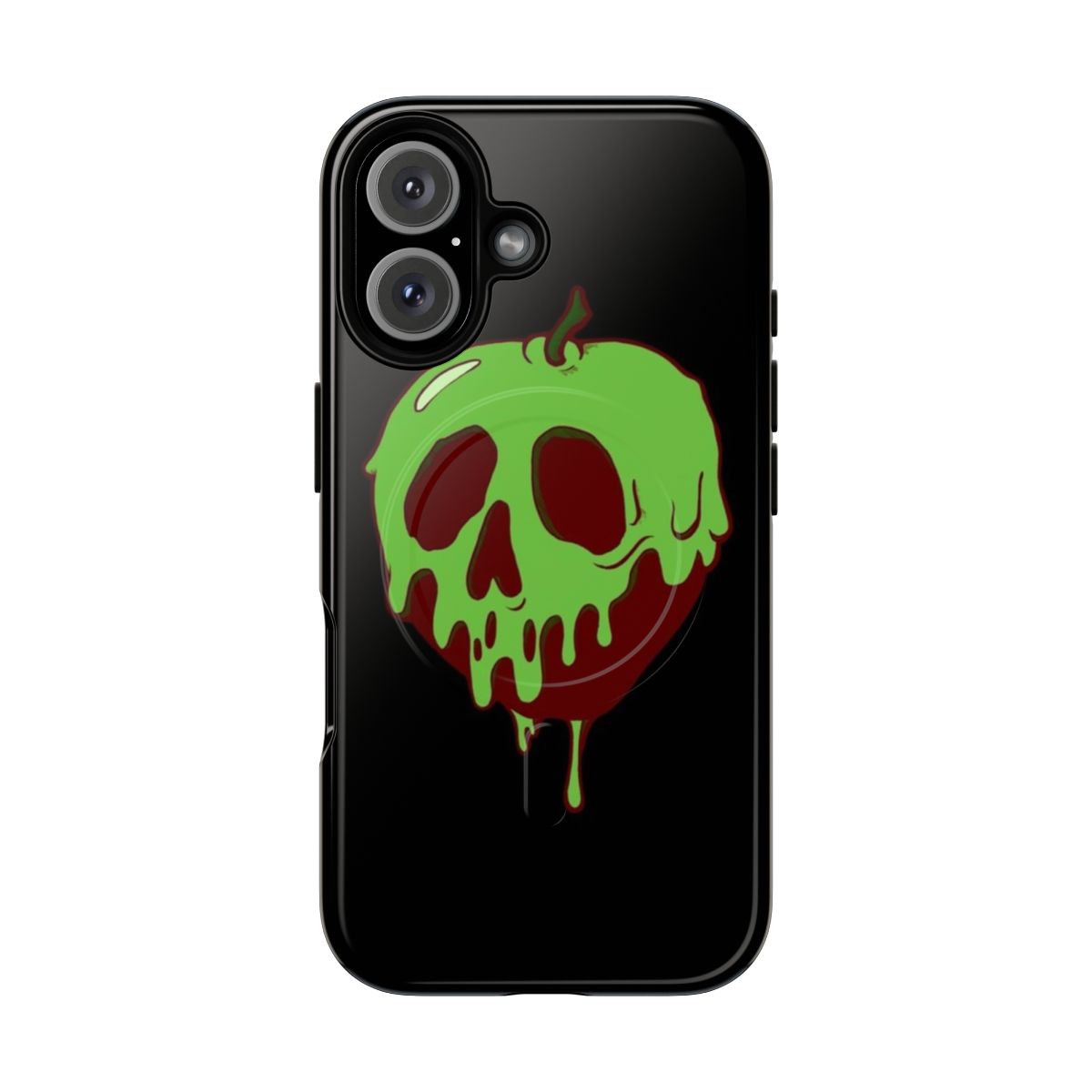 Magnetic tough phone case with a Disney villain poison apple design