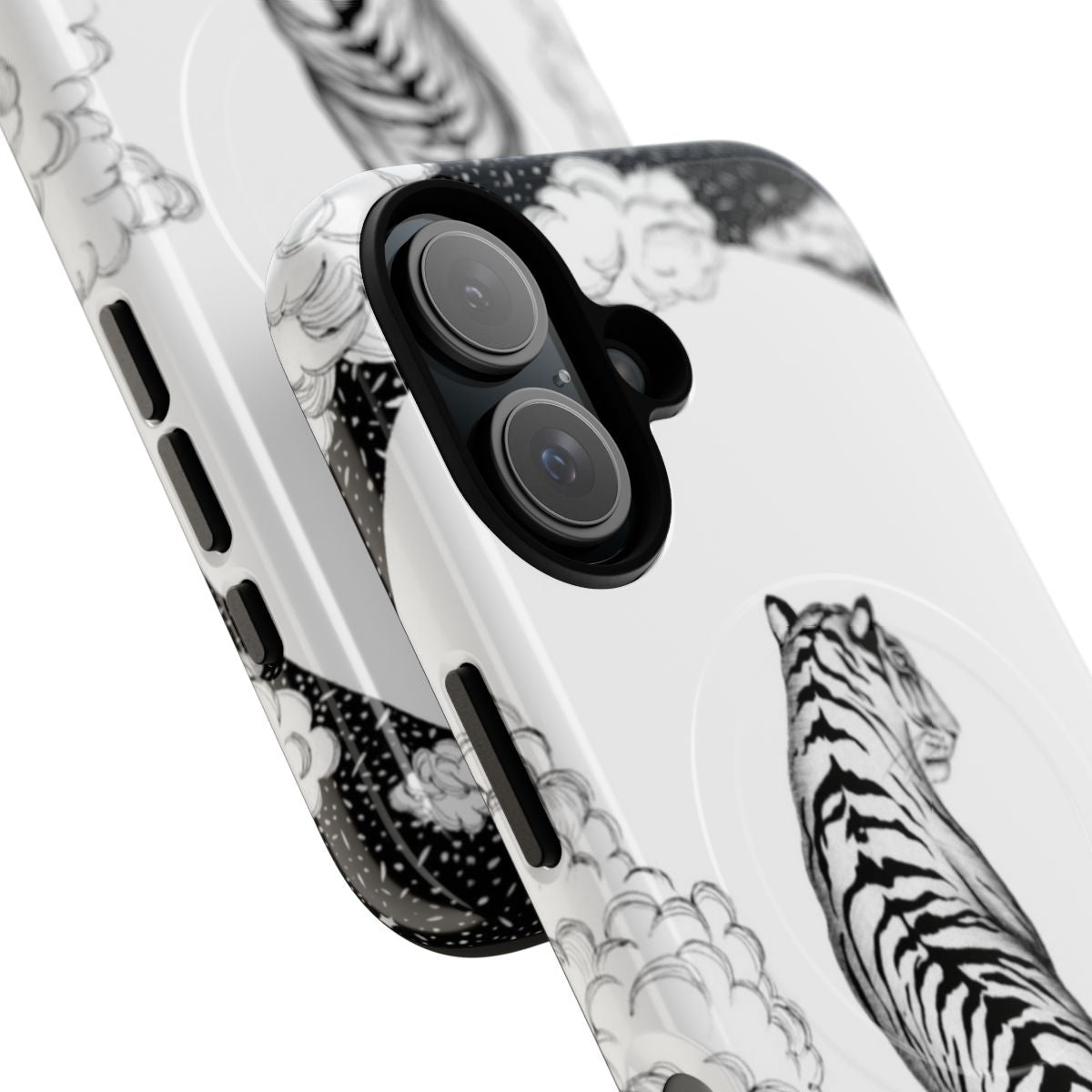 Enchanting tiger and moon phone case with fantasy artwork - Detail