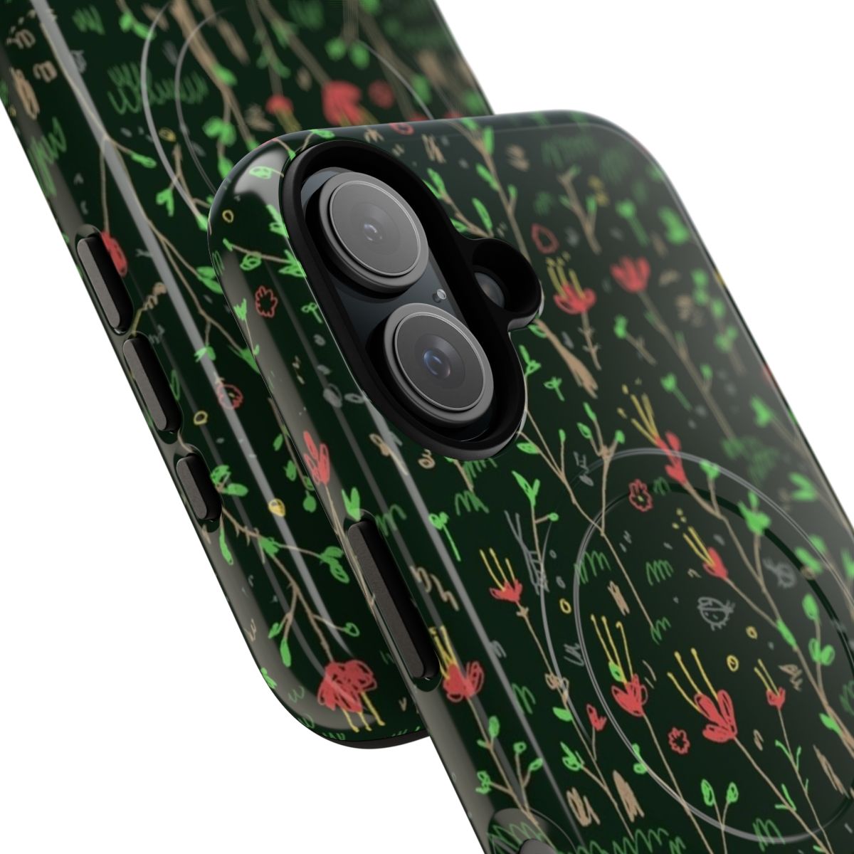 Woodland floor pattern phone case with magnetic closure - Detail